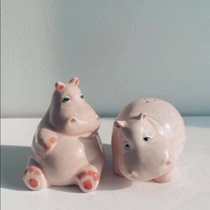 1980s Vintage FF Fitz Floyd Salt and Pepper Hippo